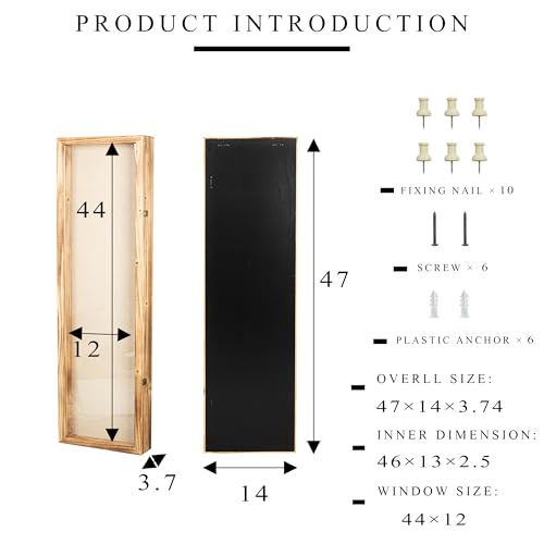 Freezing point Shadow Box Frame 14x47 Flower Shadow Box Pin Display Case Cabinet Picture Frame with Linen Back Memorabilia Awards Medals Badge Bouquet Wedding Memory Box for Keepsakes Long - color: Carbonized, size: 14×47