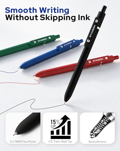 STAGEEK GX3 Colorful & Multi Colored Gel Pens, 8 Pcs with 4 Refills - color: Black Green Blue Red