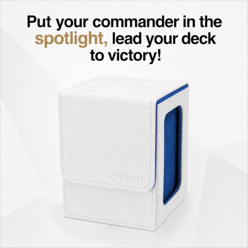 Venssu MTG Deck Box with Commander Display, Fits TCG Cards (White&Blue) - color: White&Blue