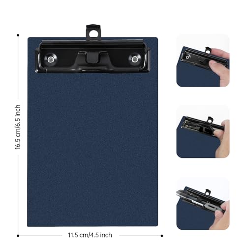 FRETONBA Mini Clipboard 4x6 Inch with Pen Holder, 2 Pack, Blue - style: 2Pack-Blue