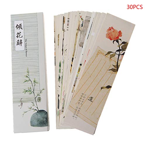 30pcs for Creative Chinese Paper Bookmarks Painting Cards Retro Beautiful for Women Gift