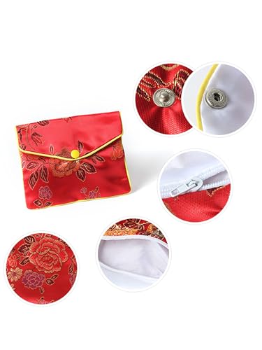 Baitaihem 15 Pack Jewelry Purse Pouch Gift Bags Chinese Style Brocade Embroidered Bag,Red(Medium) - color: Red, size: Medium