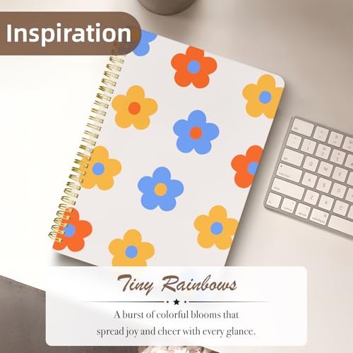 Cute Spiral Notebook Lined Journal B5 Note Book with Pocket, Flower - color: Color Flower