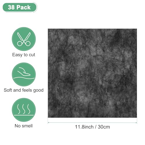M METERXITY 38-Sheet Korean Cotton Wrapping Flower Paper, 11.8 Inch Waterproof Floral Wrapping Cotton Paper for Bouquets/Gift Packaging [Black] - color: Black