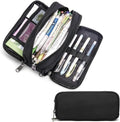 Large Capacity Pencil Case, Aesthetic Pencil Pouch with 3 Compartments - color: 01-3BK