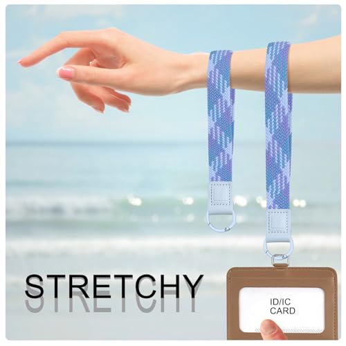 Fishent Stretchy Key Chain, Cute Keychain Wristlet, Upgraded Woven Wrist Lanyard for Keys, Key Chains for Women Men Car Keys ID Badges Card Wallet Phone, Lilac Blossoms - color: Lilac Blossoms