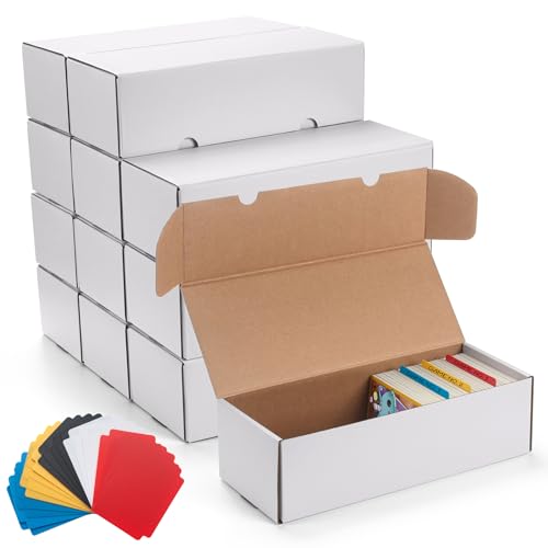 SUNEZLGO 12 Pack Trading Card Storage Box,Cardboard Sports Game Card Storage Collector Boxes with 20 PCS Dividers,Card Organizer for Basketball Cards,Hold 7200 Standard Trading Cards