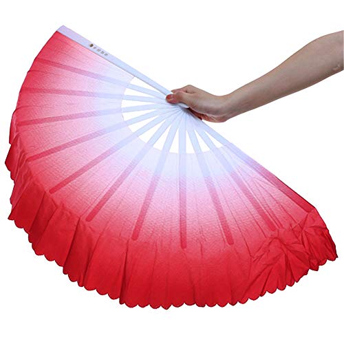 ZooBoo 2Pcs Traditional Chinese Folding Dance Fan - Elegant Taichi Kungfu Performance Accessory - color: Red