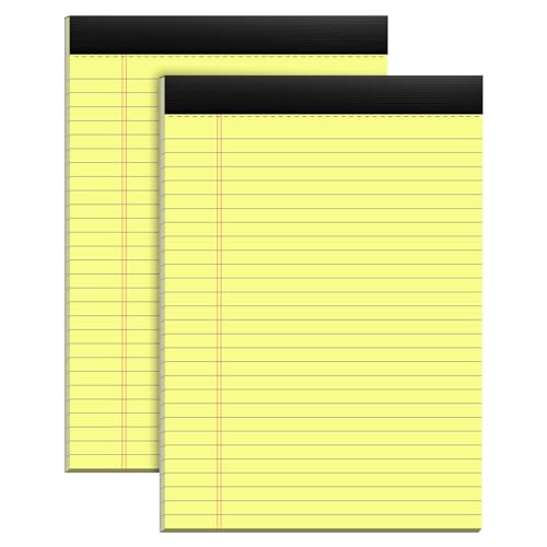 2 Pack Yellow Legal Pads 8.5x11 Yellow Notepads Perforated Yellow Pad Paper - color: Yellow 2