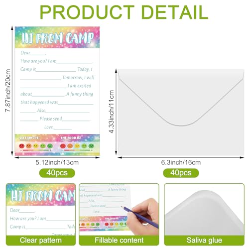 80 Pcs Camp Stationery Paper Envelopes,Cute - style: Cute