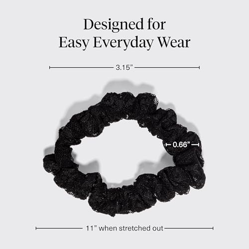 Kitsch Ruched Lace Scrunchies For Women - Black, Chocolate & Mocha, 5pc Set - color: Chocolate & Mocha
