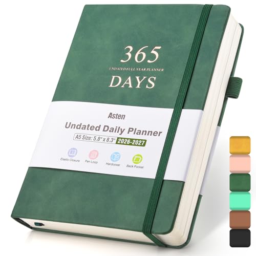 Undated Daily Planner with To Do List, 365 Days Planner for ADHD(A5, Green) - color: Green