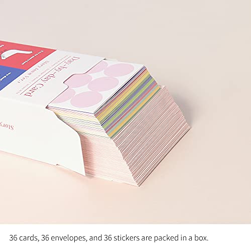 Monolike Day-by-day Card, Story town Ver.1 - Mix 36 Mini Single cards, 36 envelopes, 36 stickers Package - color: Story town Ver.1
