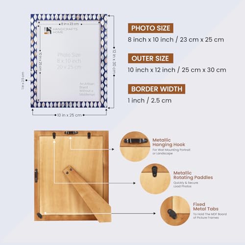 Handicrafts Home Handmade Decorative Mother Of Pearl Blue Photo Frame, 8x10 - color: AVANT-DROPS, size: 8X10