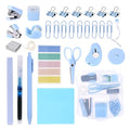 Mini Office Supply Kit, Blue Stapler with Staples and Tape Dispenser Set, Mini Stationary Kit Includes Sticky Notes Index Tabs Highlighters Gel Pens for Office & School (Blue) - color: Blue