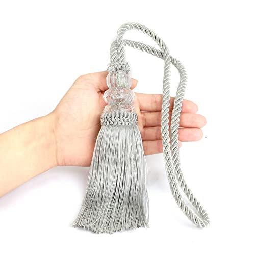 2 Pack Curtain Tiebacks with Tassel, Silver - color: Silver, size: 2