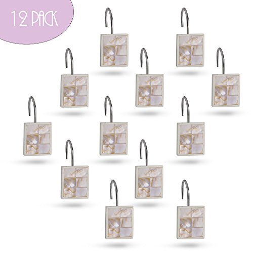 Creative Scents Milano Shower Curtain Hooks Decorative | Set of 12 - style: Shower Curtain Hooks