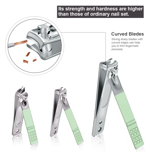 Manicure Set, Travel Mini Nail Clippers Kit Pedicure Care Tools, 10pcs Stainless Steel Grooming kit (Green) - color: Green