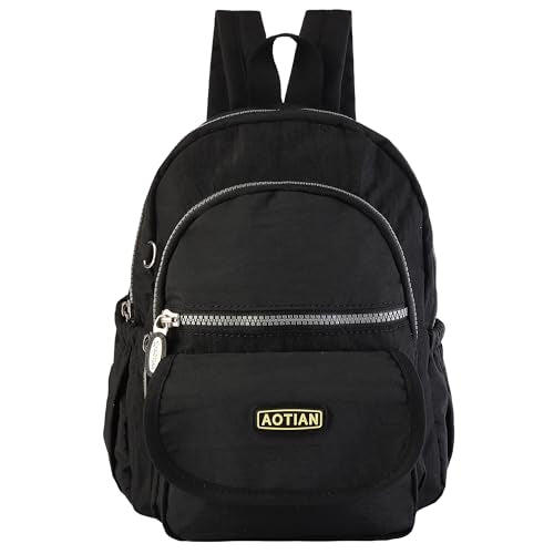 AOTIAN Mini Backpack for Women, Lightweight Sturdy Nylon Small Daypack - color: Mini Black