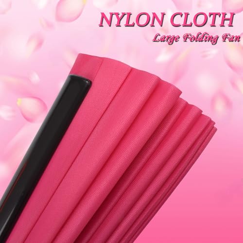 Rose Red Folding Fan Performance Fan Nylon-Cloth Clap Fans 13 inch (Rose Red) - color: Rose Red