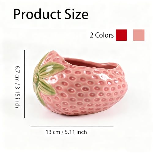 Pink Strawberry Ceramic Paper Cilp Holder for Desk, Office Decor - color: Strawberry Pink