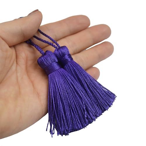 20Pcs 4.3 Inch Silky Mini Craft Tassels for Earrings, Souvenir(Dark Purple) - color: Deep Purple
