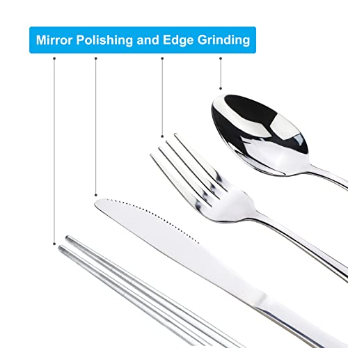 Lengnoyp 10PCS Premium Portable Travel Utensils Set With Case - color: Thick 10 PCS