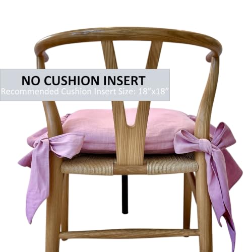 Korean Made Chair Pad Slipcover, 1 Cover, 17.5"x17.5" Chair Cushion Cover Ties with Ruffle Farmhouse Decor Covers Only, Gift for Mom (Indian Pink) Stocking Stuffer - color: Indian Pink