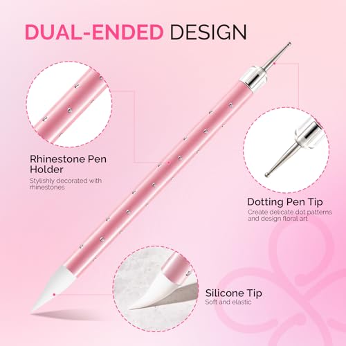 MelodySusie 5Pcs Nail Art Sculpture Dual Pen - color: Purple, Pink, White, Gold, Black, size: 5