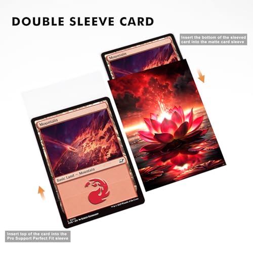 Katomula 100 MTG Card Sleeves with 100 Inner Sleeve, Textured Back Art Sleeves, Fit Standard Size Cards- Mountain Lotus - color: Mountain Lotus