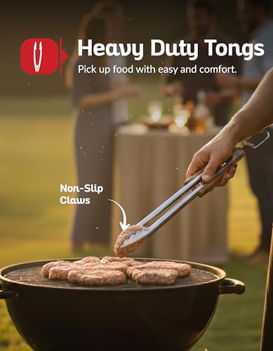 Professional Acacia Wood BBQ Tool Set (3 PCS) - Heavy Duty Stainless Steel Grill Accessories Kit with Spatula, Fork & Tongs - Durable Barbecue Utensils for Outdoor Cooking & Grilling - color: Acacia Brown