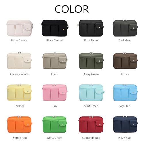 Pencil Holder Storage Bag for Women, Large Capacity Zippered Pencil Case with Multiple Pockets, Nylon Canvas Stationery Organizer for Office, Travel & Daily Use (Nylon,Creamy White) - color: Creamy White/Nylon