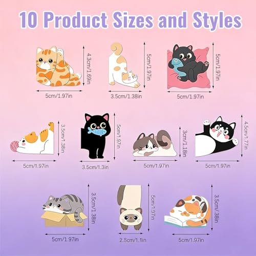 10Pcs Magnetic Cat Bookmarks,Cute Cat Magnet Bookmark Set with Strong Clip-on Design,Valentine's Day, Birthday Gift for Women,Readers & Book Lovers