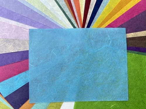 A5 50 Sheets Natural Fiber Mulberry Tree Mulberry Paper Sheets Art Tissue Washi Paper Design Craft Art Origami Suppliers Card Making 8.3" x 5.8". (Mixed 50 Color, A5) (Pack of 2) - color: Mixed 50 Color, size: A5 (Pack of 2)