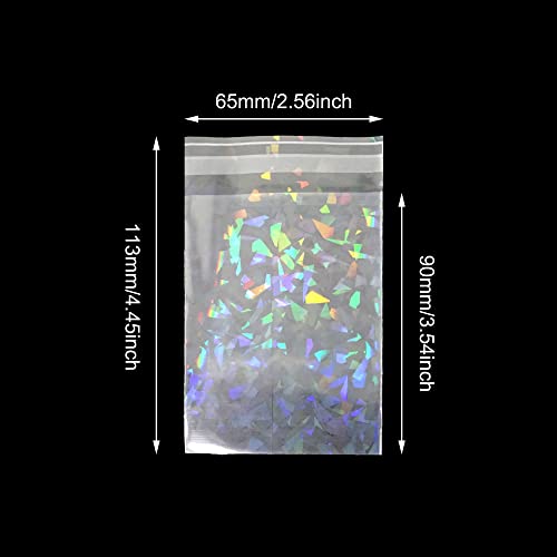 Honbay 100PCS Holographic Card Sleeves Laser Flashing Card Film Idol Photo Sleeves Trading Cards Shield Cover for Protection and Decoration (Gemstone, 65x90mm)