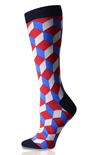 Men's Mid-calf Dress Socks in Comfortable Strechy Colorful Printed Premium Cotton, 3 Pairs Packed - color: 3d Colorful Print