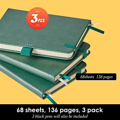 NIRMIRO 3 Pack Pocket Notebook Journals, Mini Small Leather Lined Journal Notebooks for Note Taking, Small Notepad with Pen Holder, Dark Green - color: 3 Dark_Green, size: A6