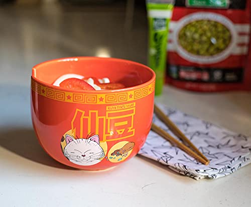 Dragon Ball Z Karin Japanese Ceramic Dinnerware Set | Place Setting Includes 16-Ounce Ramen Bowl and Wooden Chopsticks | Asian Food Dish Set For Home Kitchen