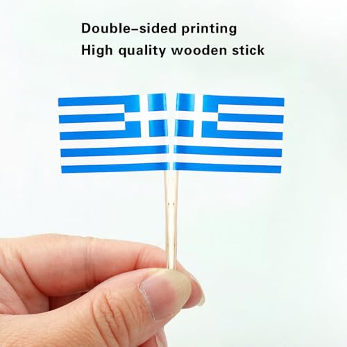 mflagperft Greece Toothpick Flags 100 Pack, Greek Flag Cocktail Picks - color: Greece
