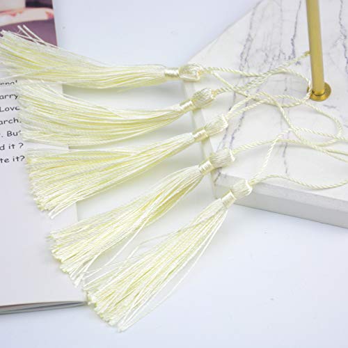 100Pcs 5 Inch Silky Bookmark Tassels for Jewelry, Souvenir(Mixed Cream) - color: #18