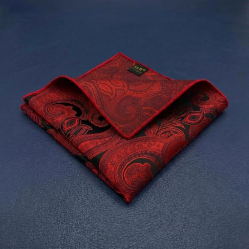 S&W SHLAX&WING Mens Pocket Square Paisley Multicolor Large for Business Wedding - color: Ah62