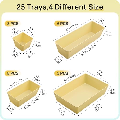 Vtopmart 25 Pack Plastic Drawer Organizers with Anti-slip Rubber Pads - color: Beige