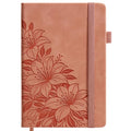 Lined Journal Notebook Hardcover Leather Bound 200 Pages A5 Floral Diary - color: Peach, size: A5 200 Pages