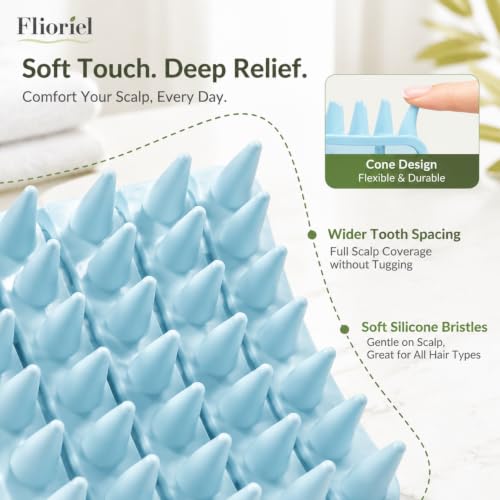 Silicone Scalp Massager Shampoo Brush, Scalp Brush for Hair Care & Dandruff Removal, Hair Scrubber Scalp Stimulator Exfoliating Brush with Flexible Soft Bristles for Wet Dry Scalp Care