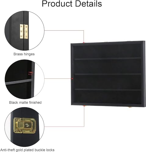36 Graded Sports Card wall-Mount Display case for Shows, Black, 2pc - size: 36 Card - Black - Horizontal 2Pack