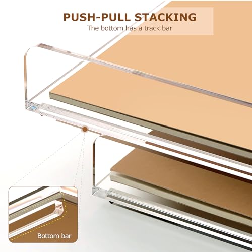 2 Pack- Stackable Paper Letter Tray, A4 File Tray Desk Organizer, Acrylic - style: Thin 2 Tier Trays
