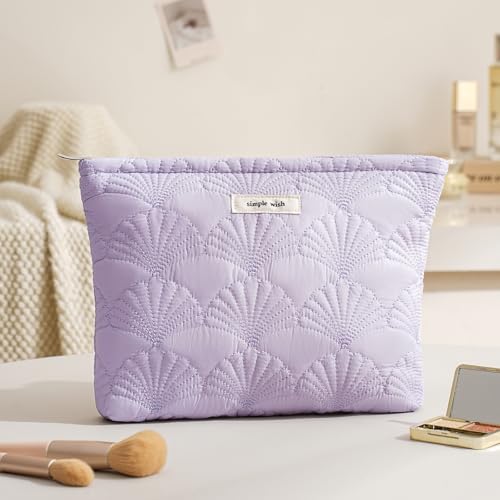 RSRSLEII Quilted Cotton Seashell Makeup bag, Travel Toiletry Bag, Purple - color: 09 Purple