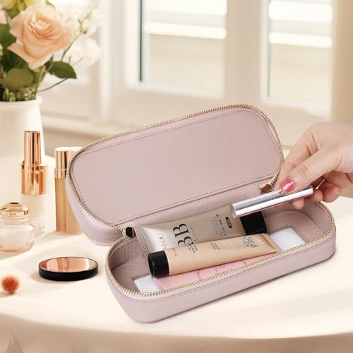 Pinkmik Double Layer Makeup Bag, Pink, Double SLIM - color: B3/Pink, size: 2-Layer SLIM