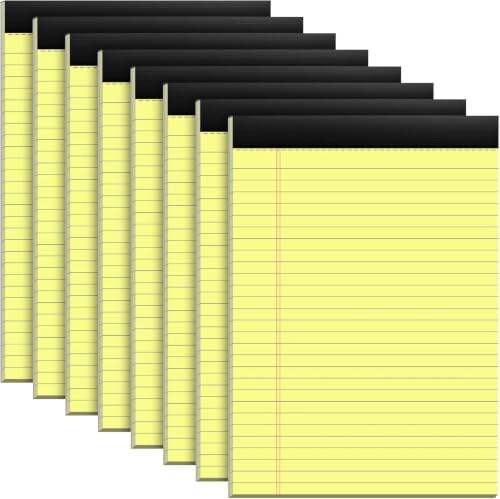 8 Pack Yellow Legal Pads 8.5x11 Yellow Notepads Perforated Yellow Pad Paper - color: Yellow 8