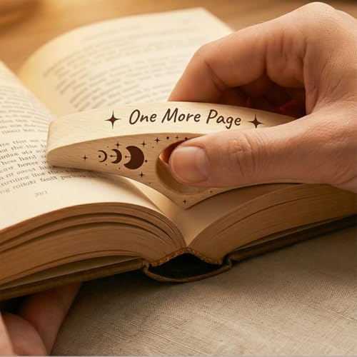 Book Page Holder, Handmade Beech Wooden Thumb Book Holder for Reading, Ideal Reader Gifts & Reading Accessories Gifts for Women Reading Lovers - color: Moon